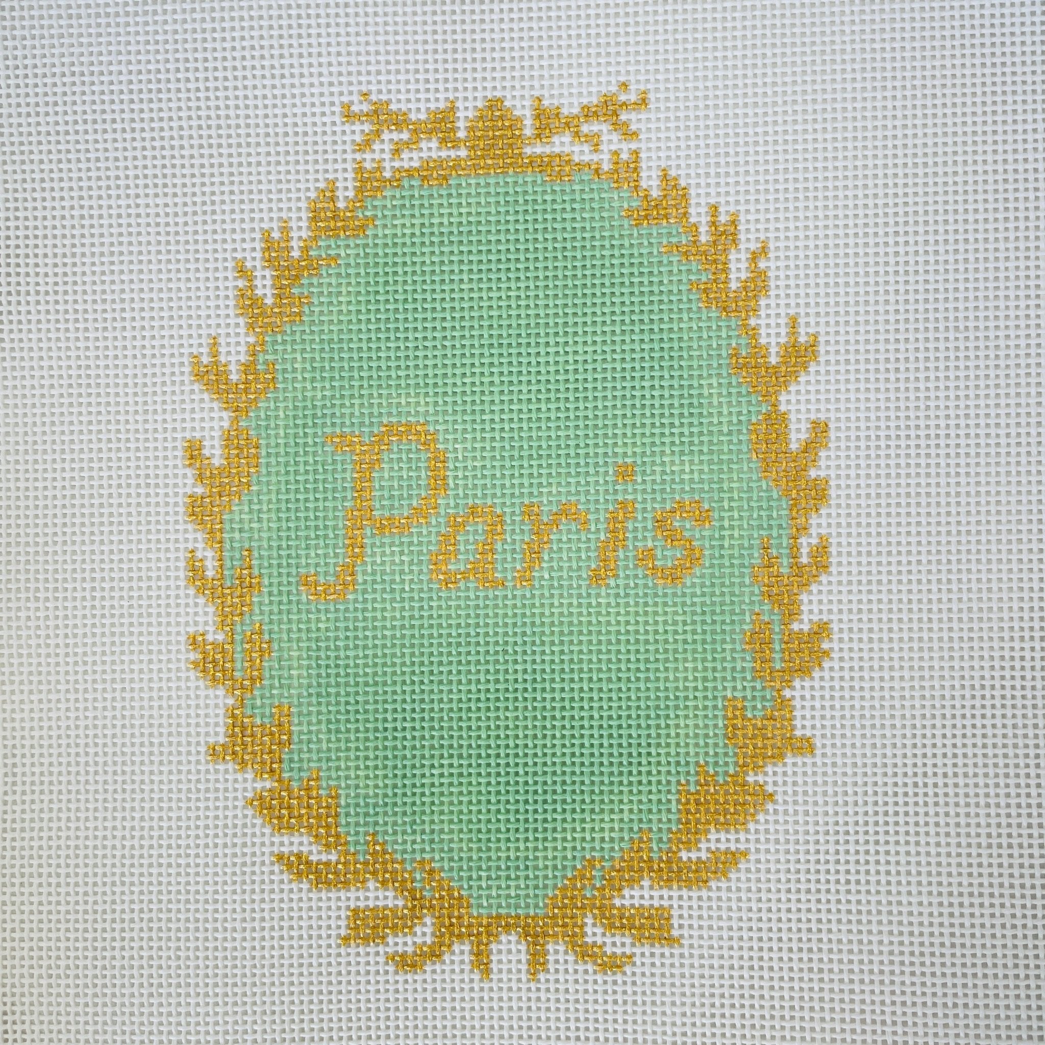 Paris Crest Sign Needlepoint Canvas – Bargello Needlepoint