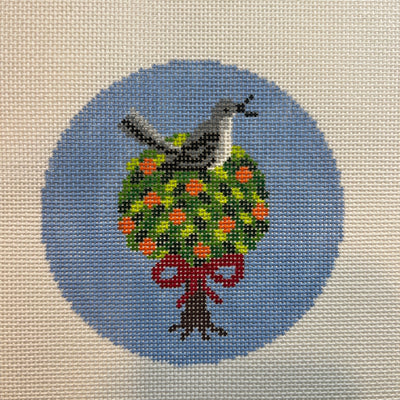Partridge in a Pear Tree Ornament needlepoint canvas - Bargello Needlepoint