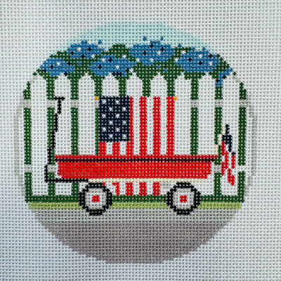 Patriotic Wagon Needlepoint Canvas - Summer Collection with stitch guide needlepoint canvas - Bargello Needlepoint