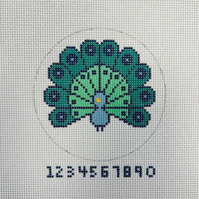 PEACOCK ROUND needlepoint canvas - Bargello Needlepoint
