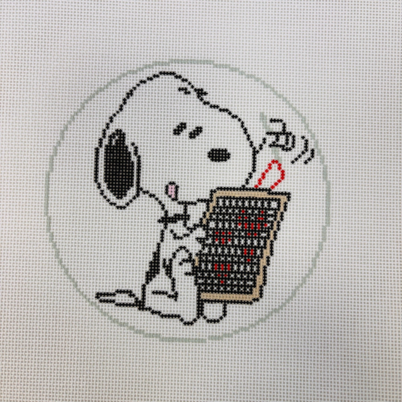 PEANUTS - Snoopy Stitching needlepoint canvas - Bargello Needlepoint