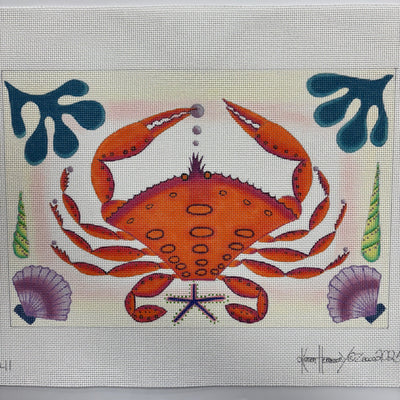Pearl Hunger Crab needlepoint canvas - Bargello Needlepoint