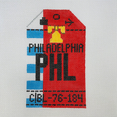 Philadelphia PHL Travel Tag needlepoint canvas - Bargello Needlepoint