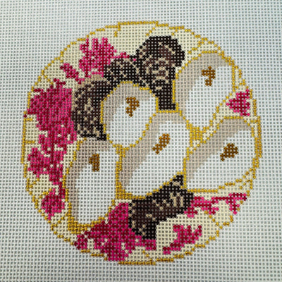 Pink Oyster Plate 18 count needlepoint canvas - Bargello Needlepoint