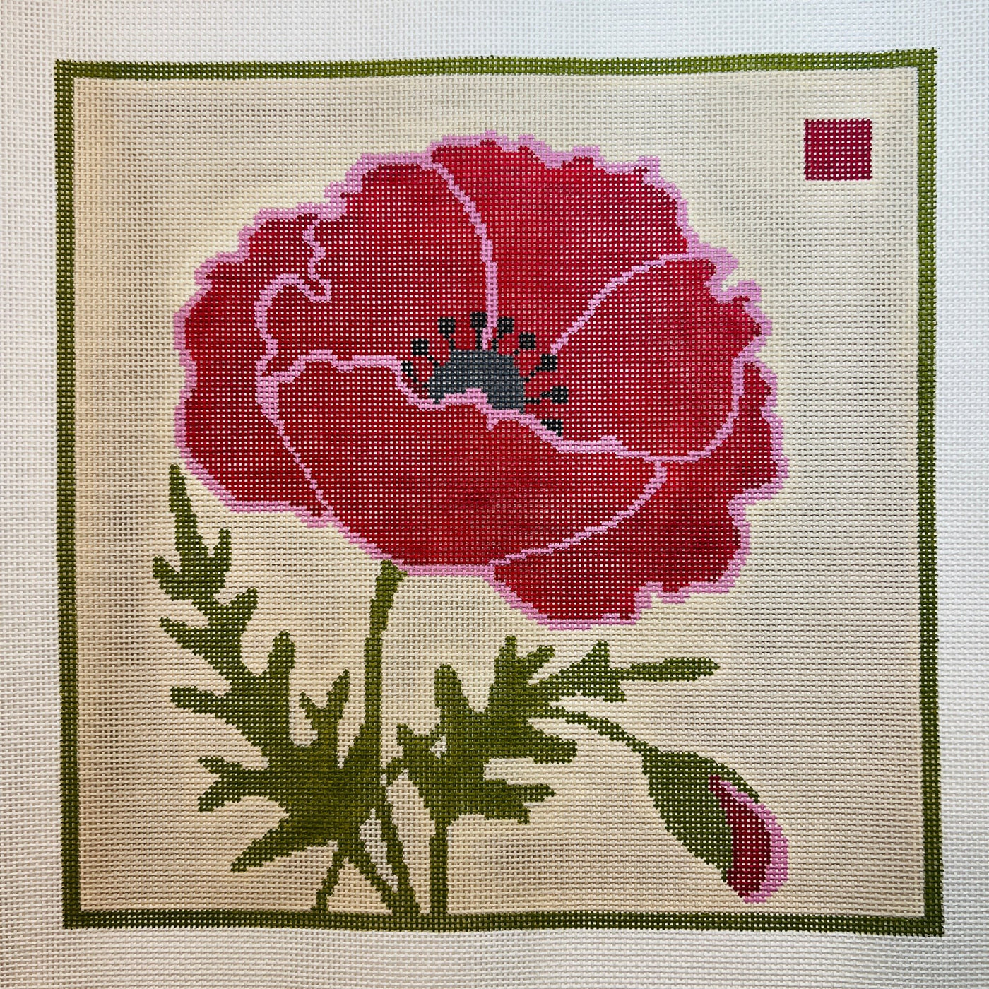 Pink Poppy needlepoint canvas - Bargello Needlepoint
