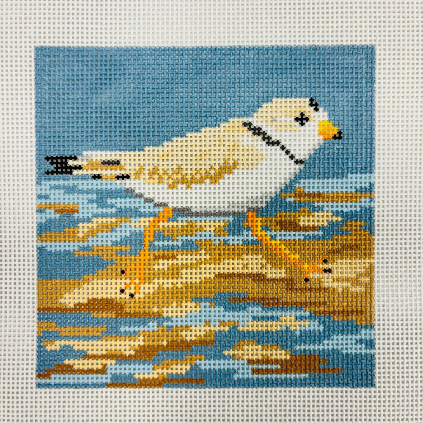 Piping Plover Coaster needlepoint canvas - Bargello Needlepoint