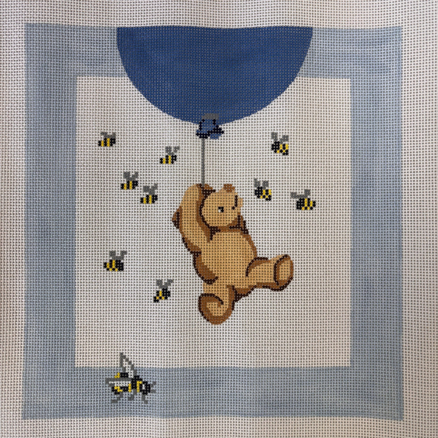 Pooh with Ballon and Bees needlepoint canvas - Bargello Needlepoint