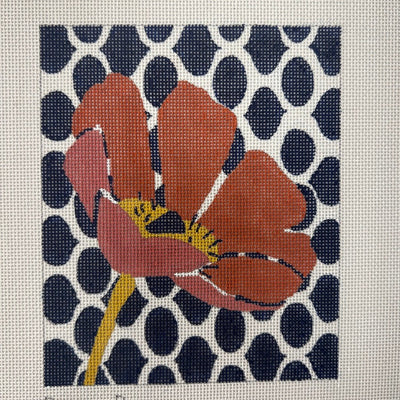 Poppy on blue and white Needlepoint Canvas