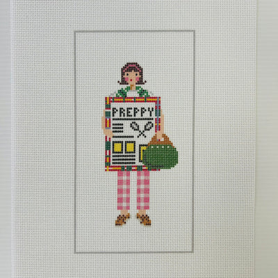 Preppy Girl Eyeglass Case needlepoint canvas - Bargello Needlepoint