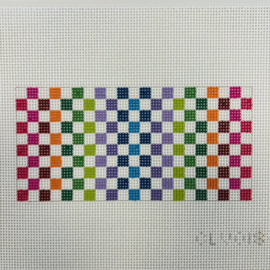Rectangular Insert - Rainbow Check needlepoint canvas - Bargello Needlepoint