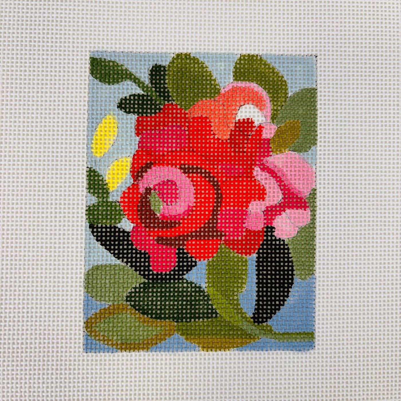 Red & Yellow Flowers Passport Insert needlepoint canvas - Bargello Needlepoint