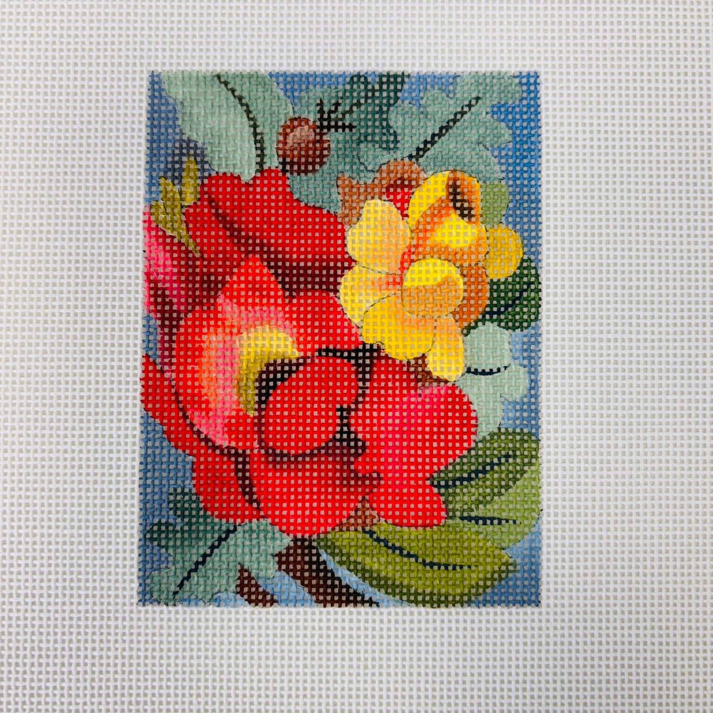 Red & Yellow Flowers with Fruit Passport Insert needlepoint canvas - Bargello Needlepoint