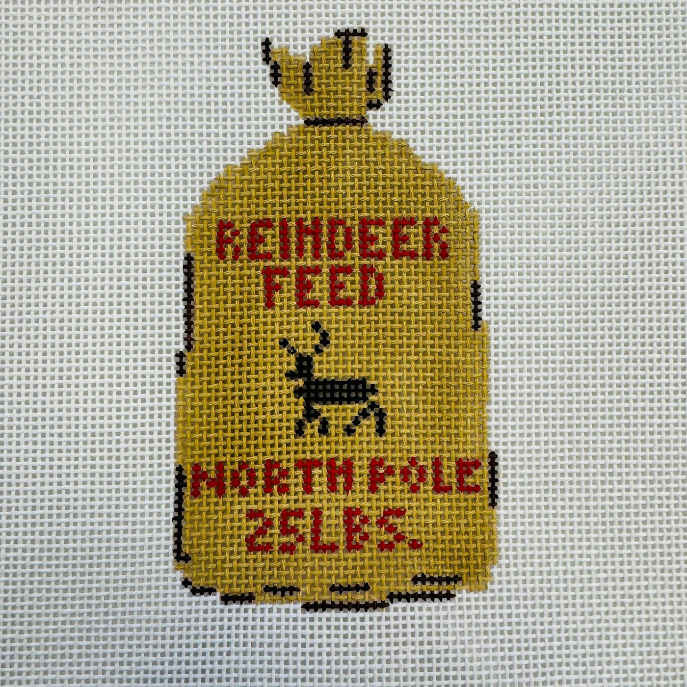 Reindeer Feed Sack Needlepoint Canvas with stitch guide needlepoint canvas - Bargello Needlepoint