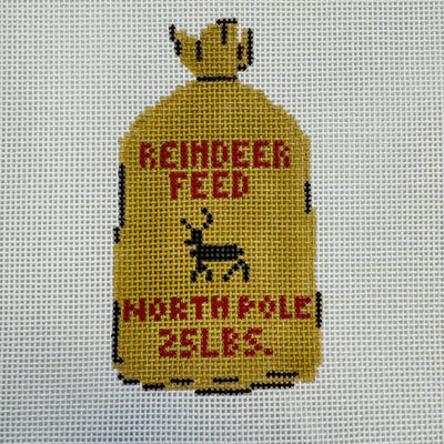 Reindeer Feed Sack Needlepoint Canvas with stitch guide needlepoint canvas - Bargello Needlepoint
