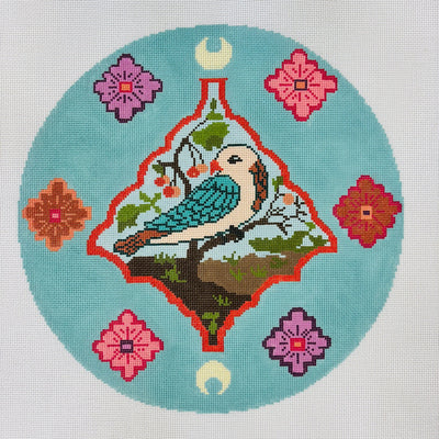 Robin Round needlepoint canvas - Bargello Needlepoint