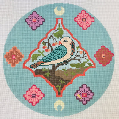 Robin Round needlepoint canvas - Bargello Needlepoint