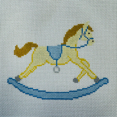 Rocking Horse Needlepoint Canvases - Blue with stitch guide needlepoint canvas - Bargello Needlepoint