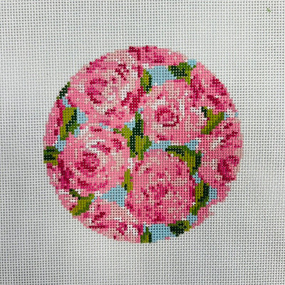 Roses on Teal Insert needlepoint canvas - Bargello Needlepoint