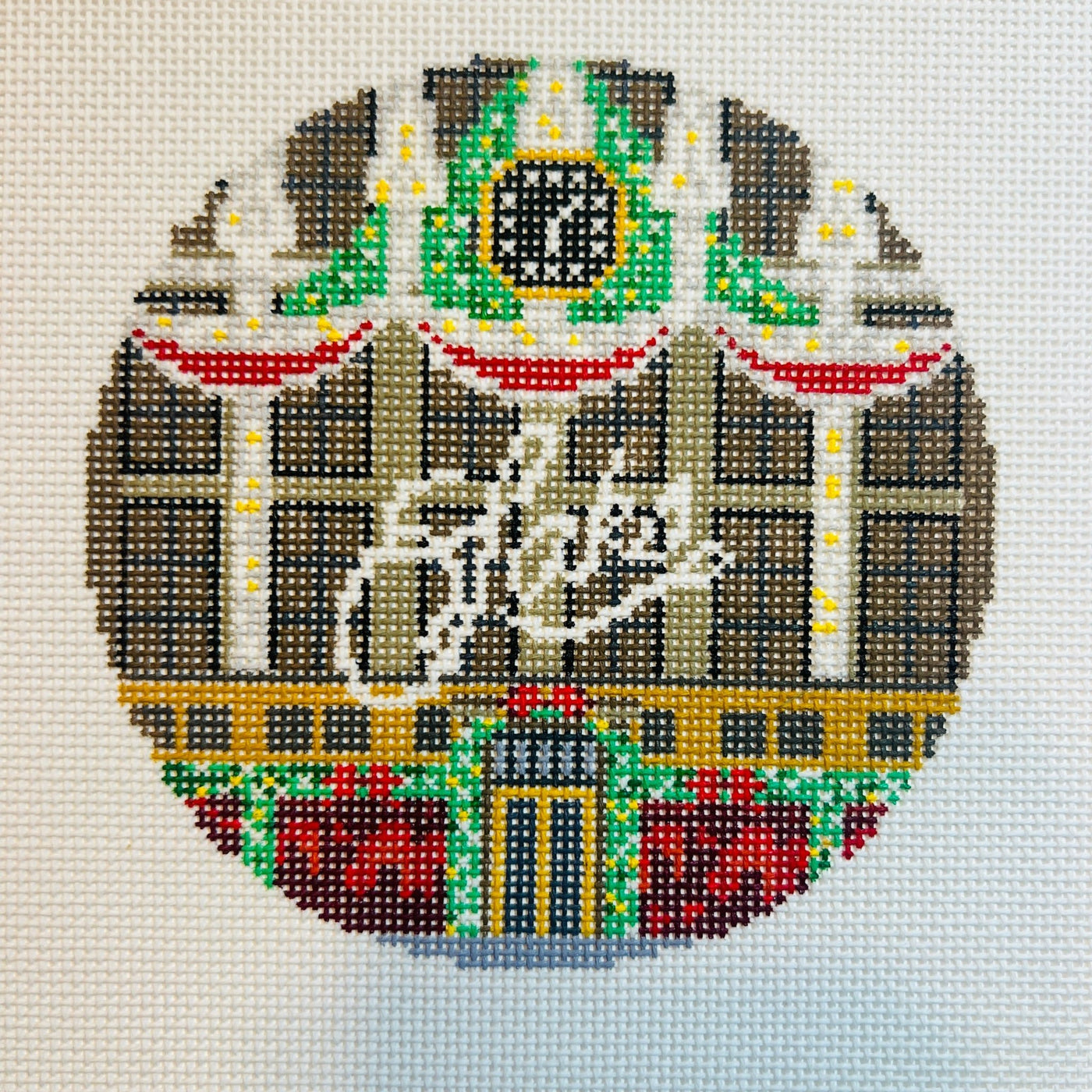 Saks Storefront Ornament needlepoint canvas - Bargello Needlepoint