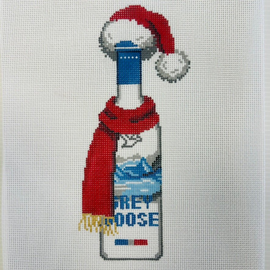 Santa Hat Goose needlepoint canvas - Bargello Needlepoint