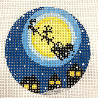 Santa's Flight Ornament needlepoint canvas - Bargello Needlepoint