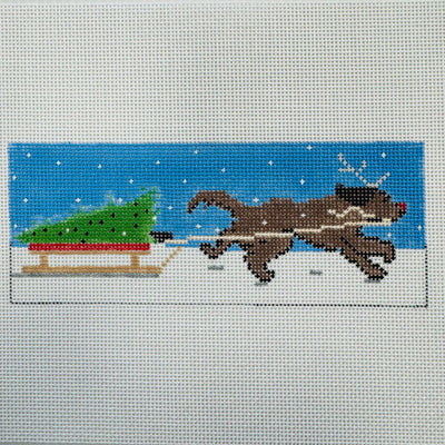 Santa's Little Helper Needlepoint Canvases - Chocolate Labrador with stitch guide needlepoint canvas - Bargello Needlepoint