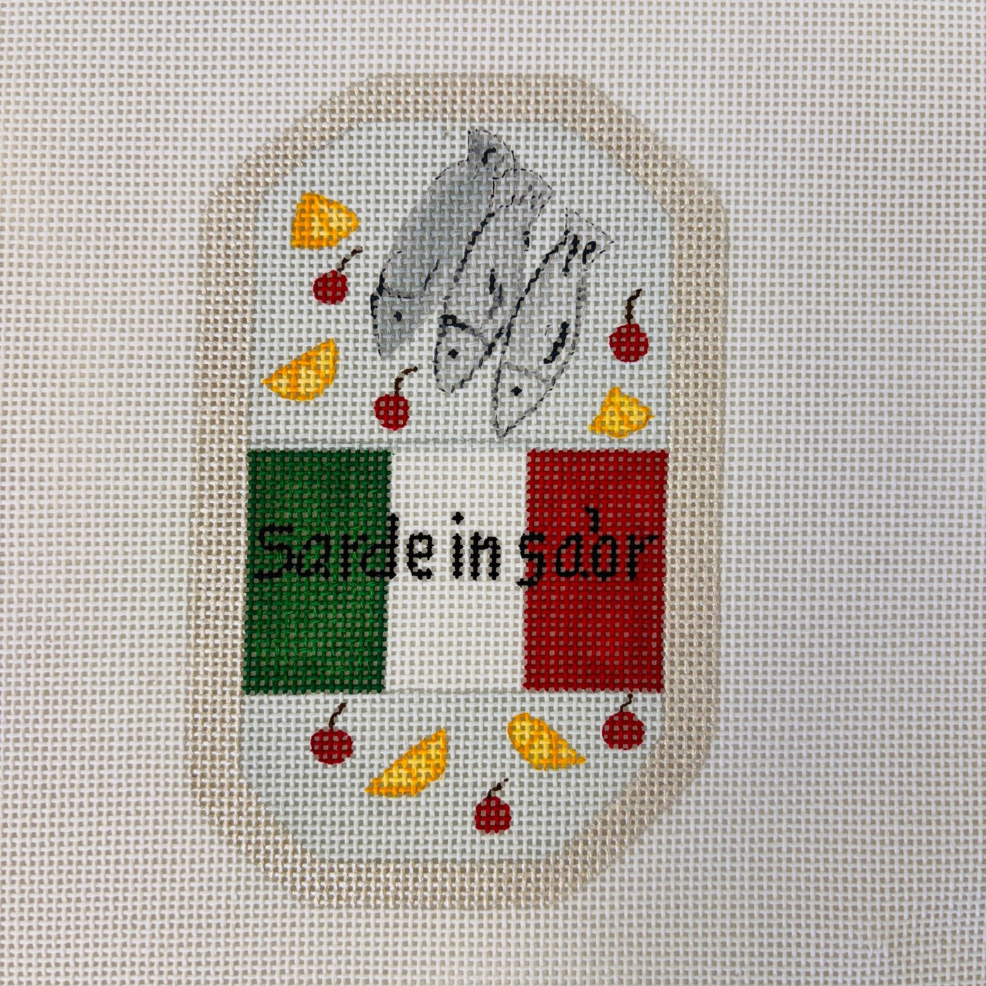 Sardines Tin Sard in Sa'or needlepoint canvas - Bargello Needlepoint