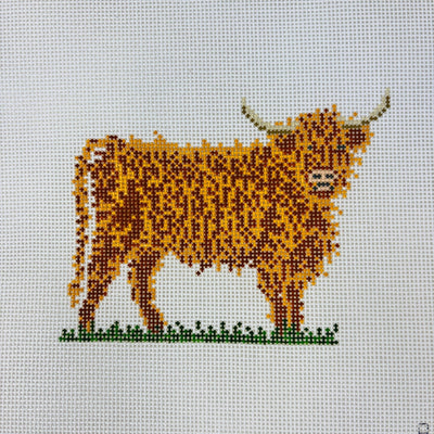 Scottish Highlander Cow needlepoint canvas - Bargello Needlepoint