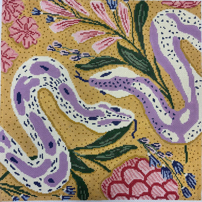 Serpents in the Garden needlepoint canvas - Bargello Needlepoint