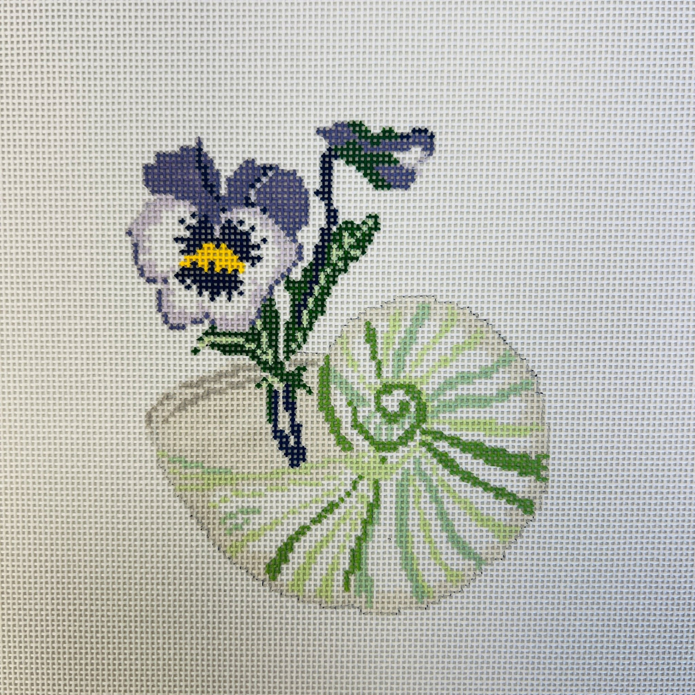 Shell Series - Pansies needlepoint canvas - Bargello Needlepoint