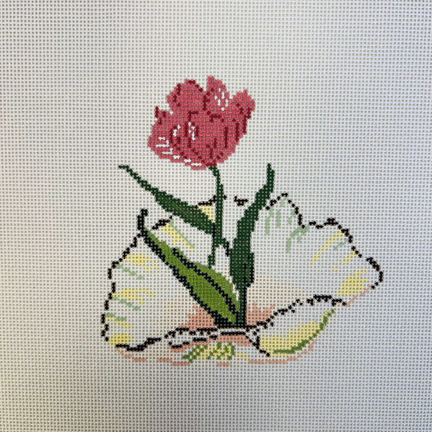 Shell Series - Rose needlepoint canvas - Bargello Needlepoint
