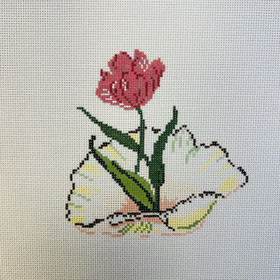 Shell Series - Rose needlepoint canvas - Bargello Needlepoint
