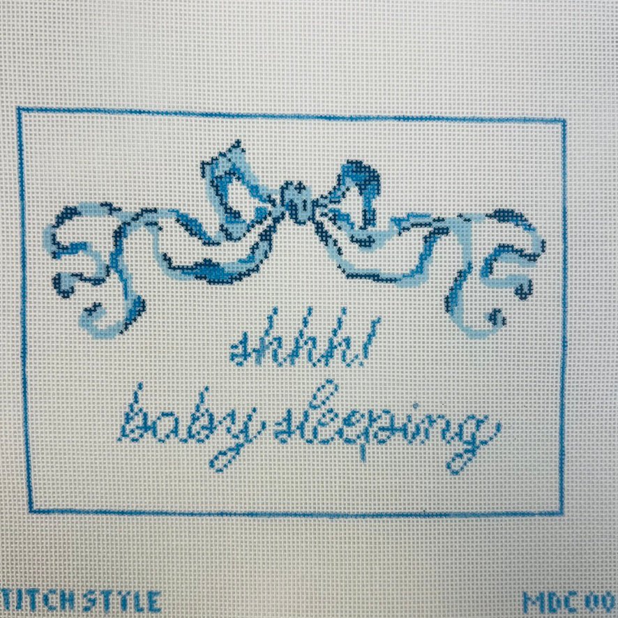 Shh! Baby Sleeping Needlepoint Canvas - Blue needlepoint canvas - Bargello Needlepoint