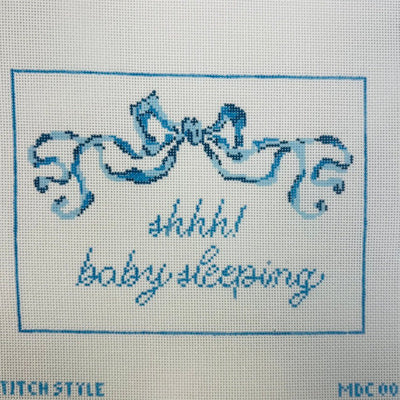 Shh! Baby Sleeping Needlepoint Canvas - Blue needlepoint canvas - Bargello Needlepoint