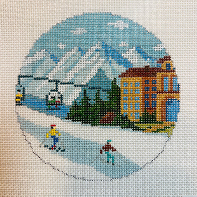 Ski Resort Ornament needlepoint canvas - Bargello Needlepoint