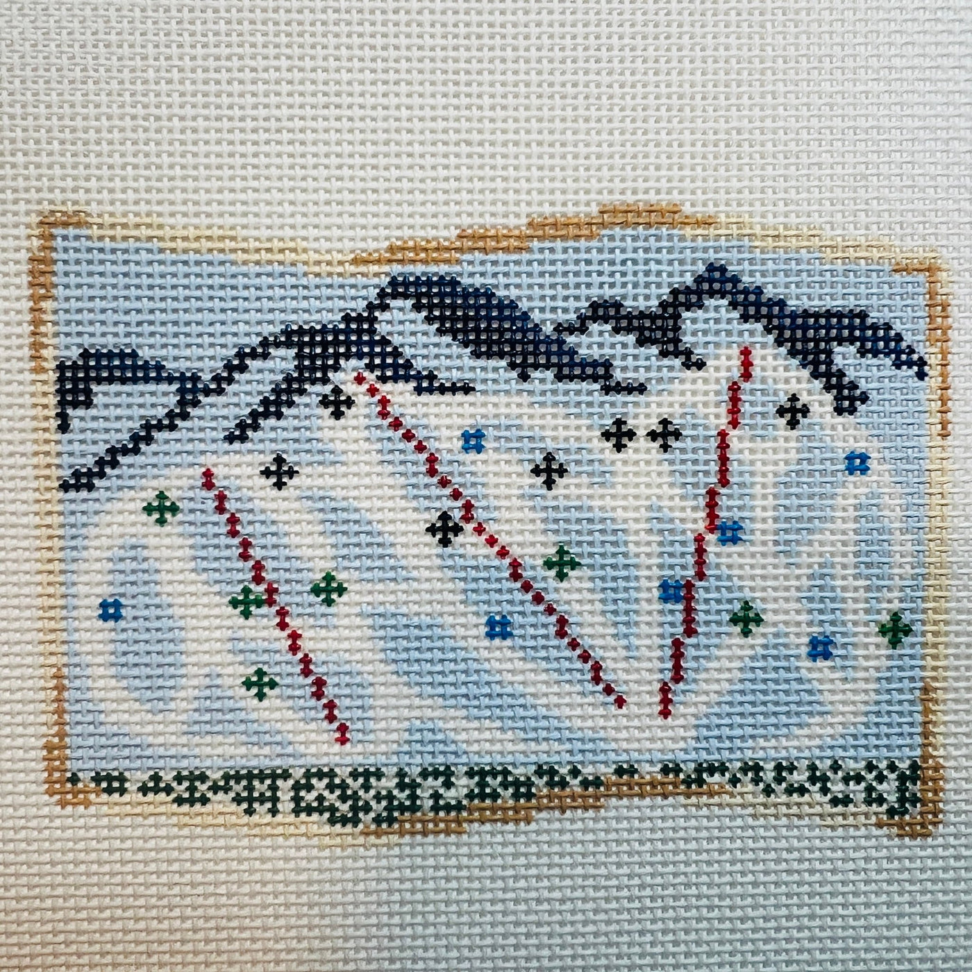 Ski Trail Map Large needlepoint canvas - Bargello Needlepoint