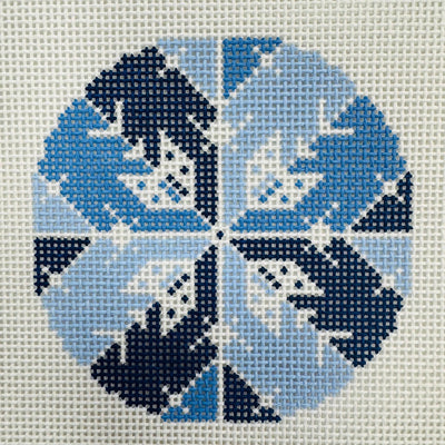 SNOWFLAKE (BLUES) ROUND ORNAMENT needlepoint canvas - Bargello Needlepoint