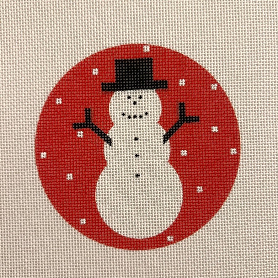 Snowman on Red with Dots Ornament needlepoint canvas - Bargello Needlepoint