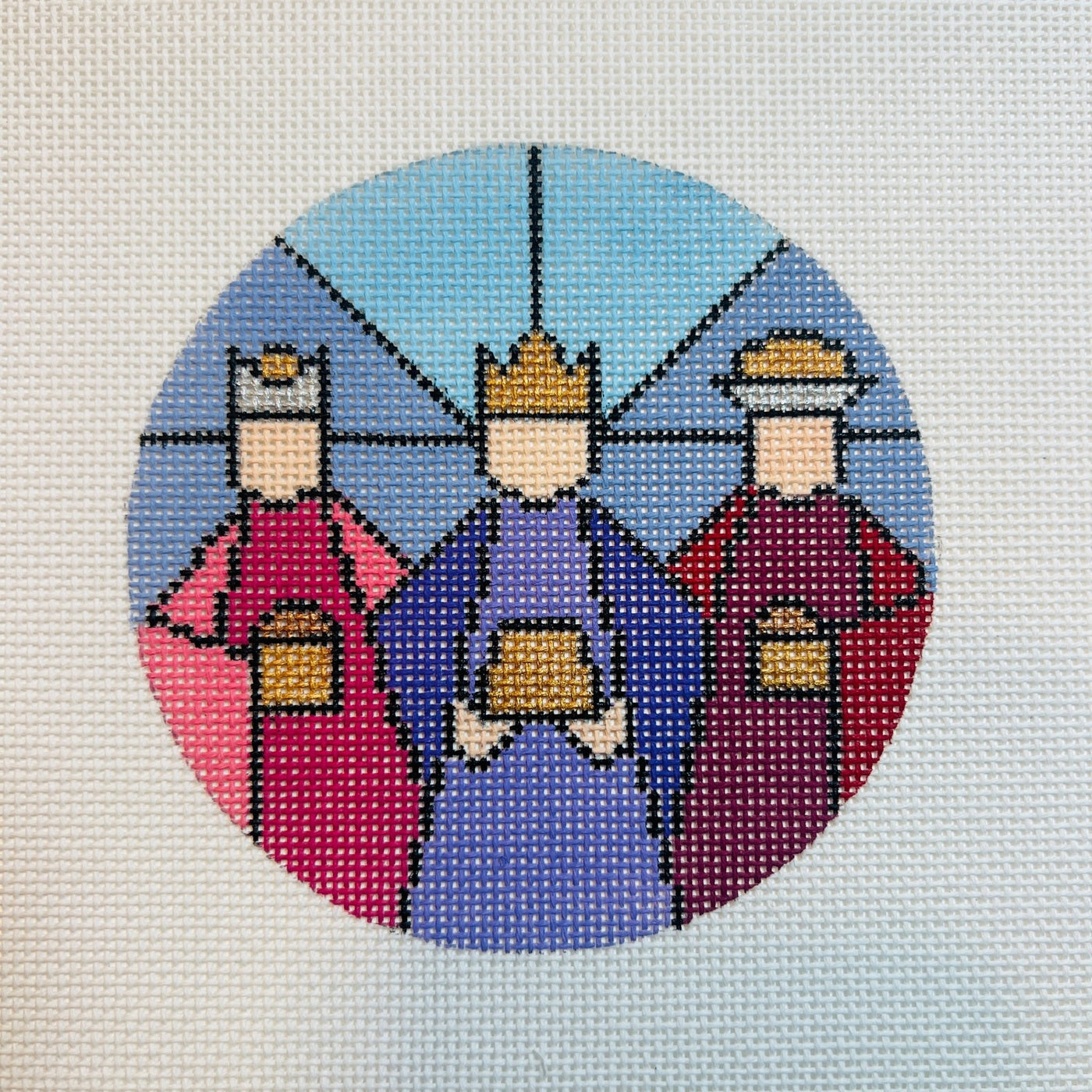 Stained Glass Wise Men Ornament needlepoint canvas - Bargello Needlepoint