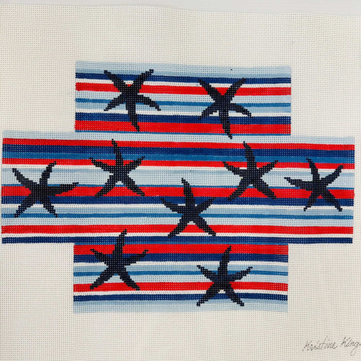 Starfish on Stripe Brick Cover needlepoint canvas - Bargello Needlepoint