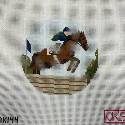Steeplechase Round Ornament needlepoint canvas - Bargello Needlepoint