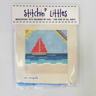 Stitchin' Littles Sailboat Needlepoint Kit (Includes fiber) needlepoint canvas - Bargello Needlepoint