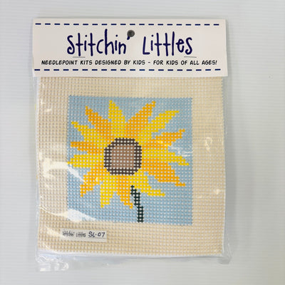 Stitchin' Littles Sunflower Needlepoint Kit (Includes fiber) needlepoint canvas - Bargello Needlepoint