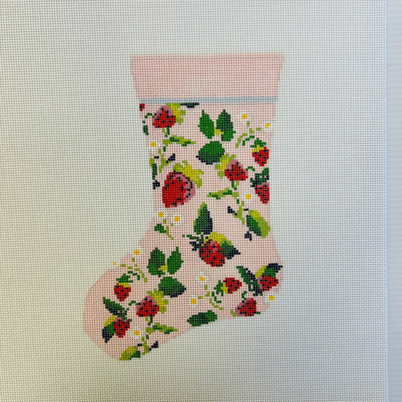 Strawberry Series - Mini Stocking Ornament needlepoint canvas - Bargello Needlepoint