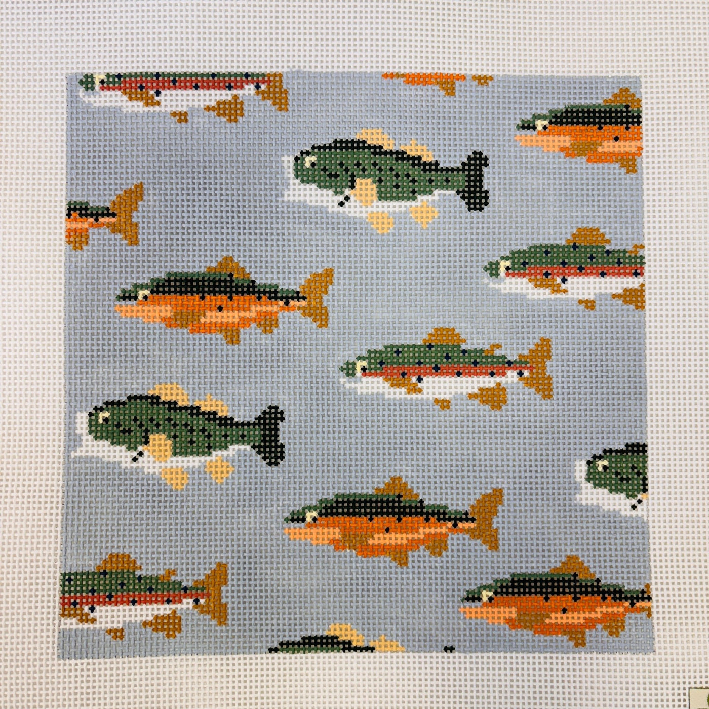 Stream of Fish needlepoint canvas - Bargello Needlepoint