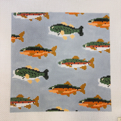 Stream of Fish needlepoint canvas - Bargello Needlepoint