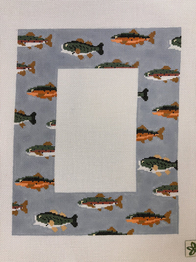 Stream of Fish Photo Frame needlepoint canvas - Bargello Needlepoint