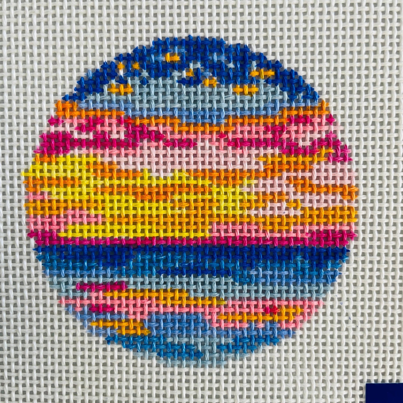 Sunset Round Insert needlepoint canvas - Bargello Needlepoint