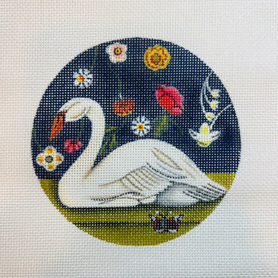 Swan with flowers Ornament needlepoint canvas - Bargello Needlepoint