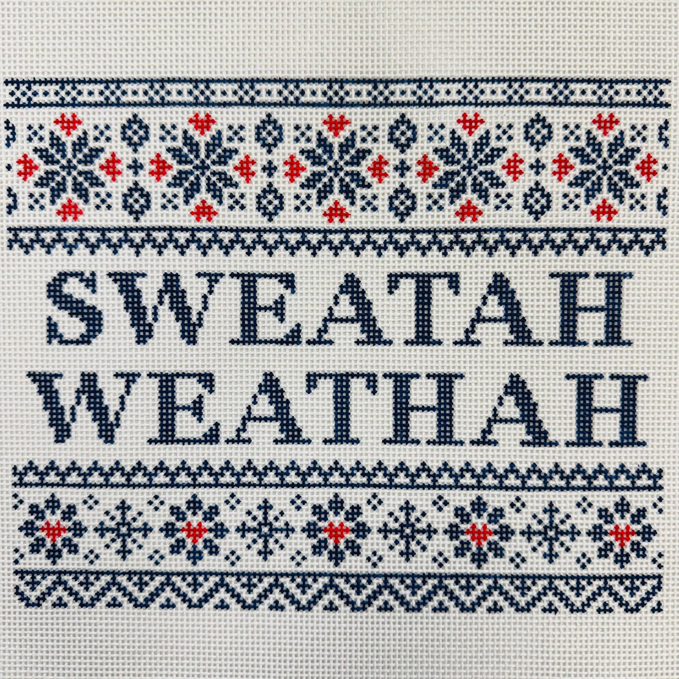 SWEATAH WEATHAH (NAVY) needlepoint canvas - Bargello Needlepoint